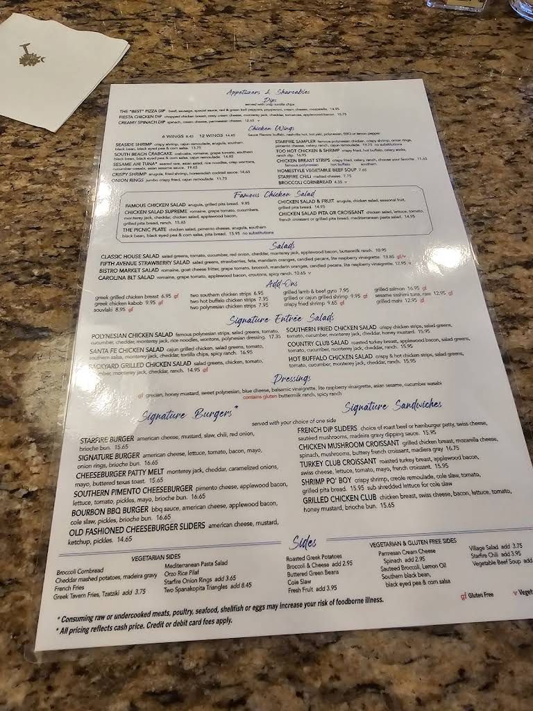 Starfire Grill Menu 7