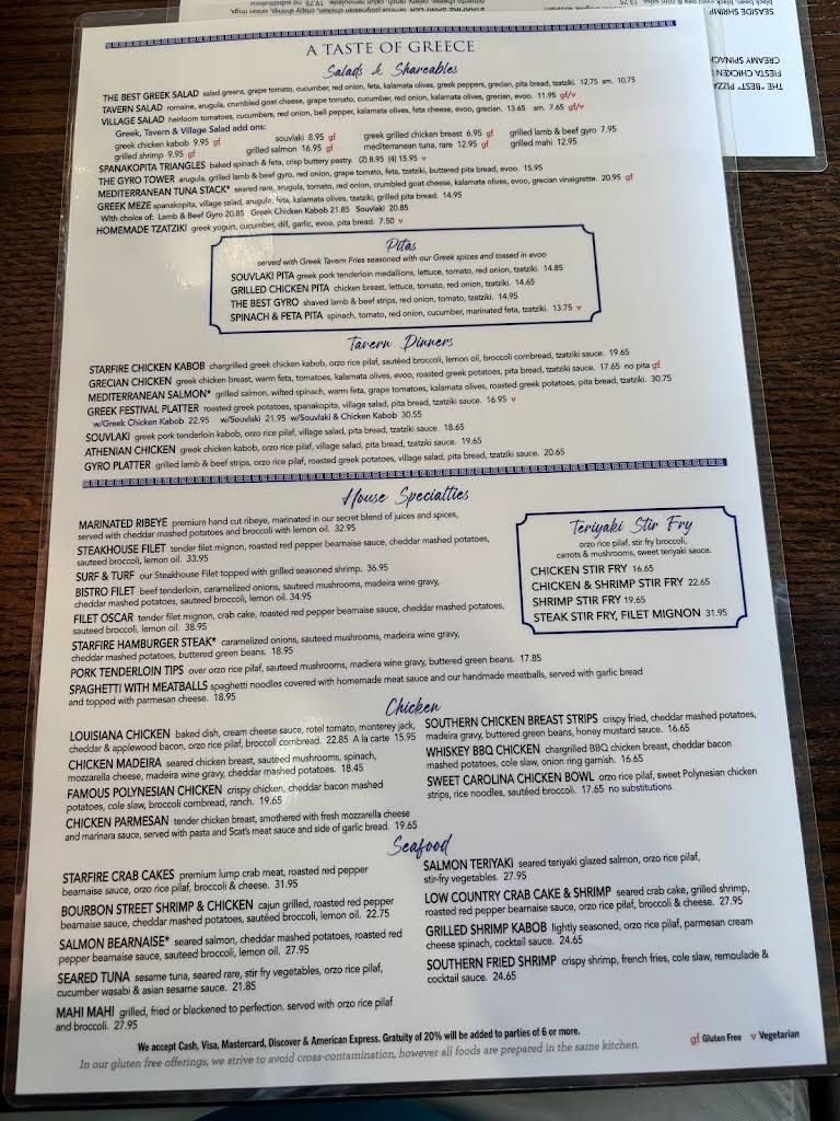 Starfire Grill Menu 8